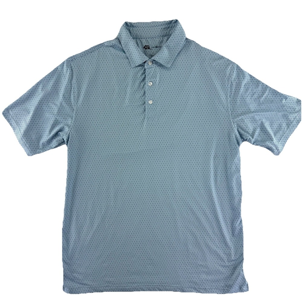 Onward Reserve Performance Polo Golf Shirt Mens Large Blue All Over Print